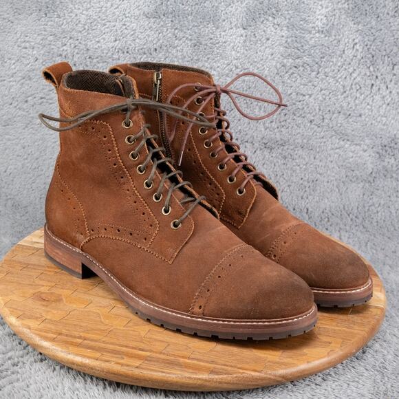 Ashton Grey Brown Kongal Lace-Up Cap-Toe Boots Mens Size 12 - Picture 1 of 8